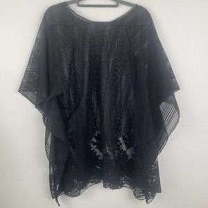 Black Lace Swimsuit Cover Up Collarless boat like Neck Unbranded